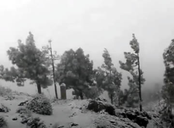 Snow falling on the summit of Gran Canaria